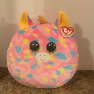Ty Pink and Yellow Unicorn Squishy Plush